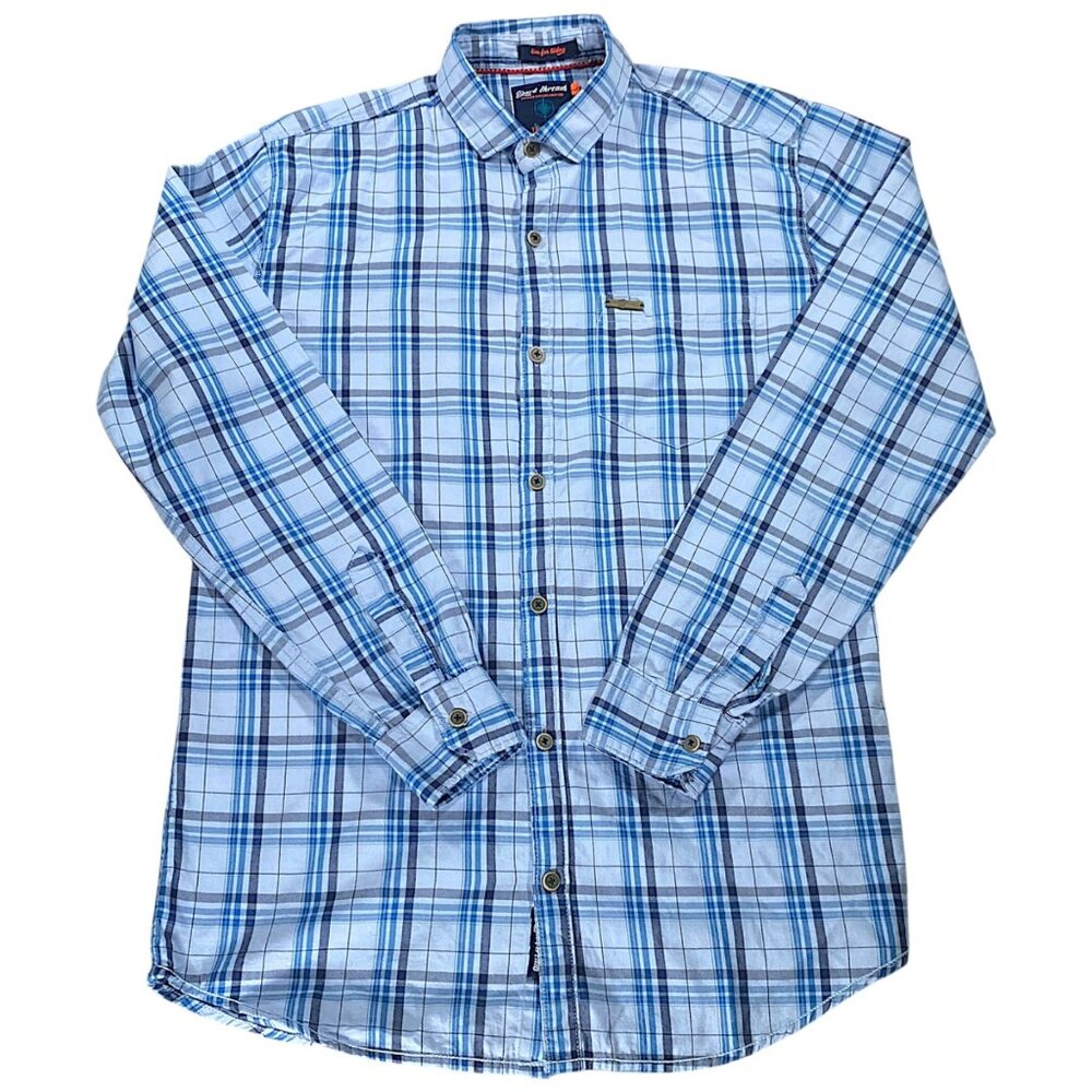 Dark Thread Shirt Mens L Plaid Checkered Casual Traveler Classic Everyday Dad